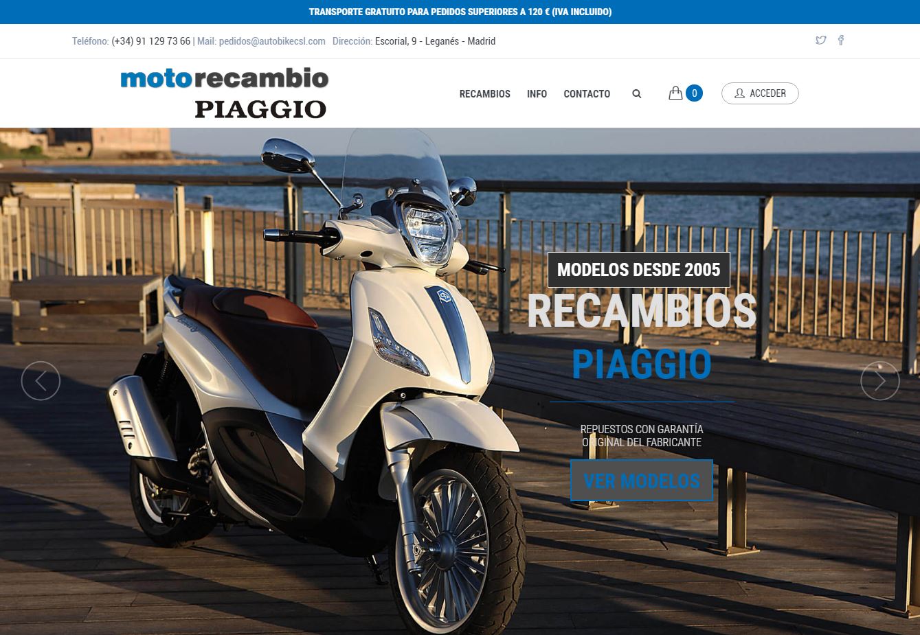 Diseño y desarrollo web en Moto Recambio Piaggio