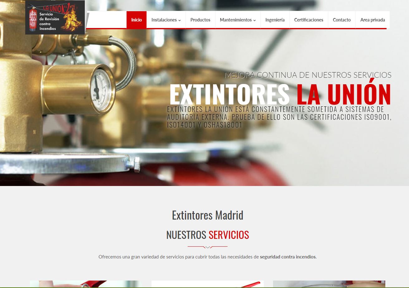 Diseño y desarrollo web en Extintores La Unión