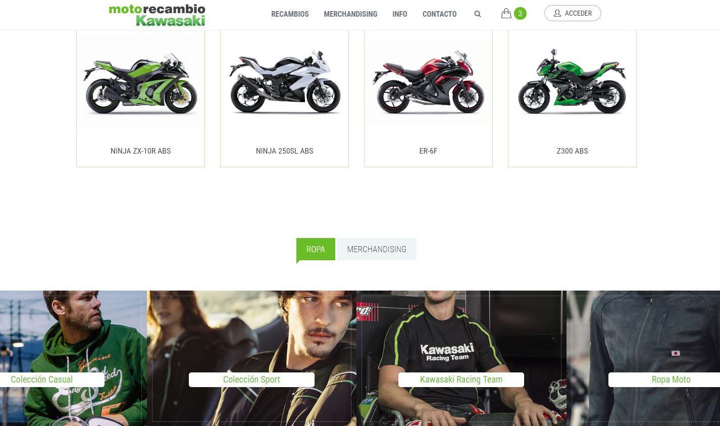 Diseño y desarrollo web en Motorecambio kawasaki