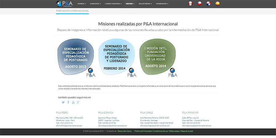 Diseño y desarrollo web en P&A Internacional