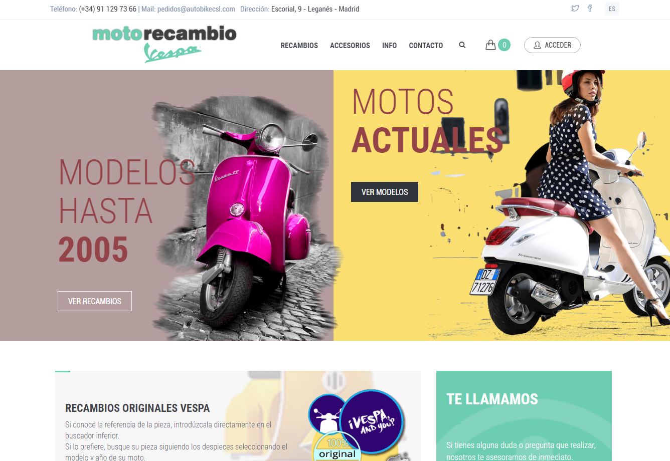 Diseño y desarrollo web en Moto Recambio Vespa