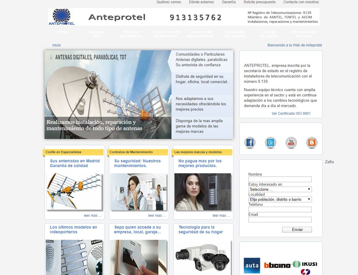 Diseño y desarrollo web en Anteprotel