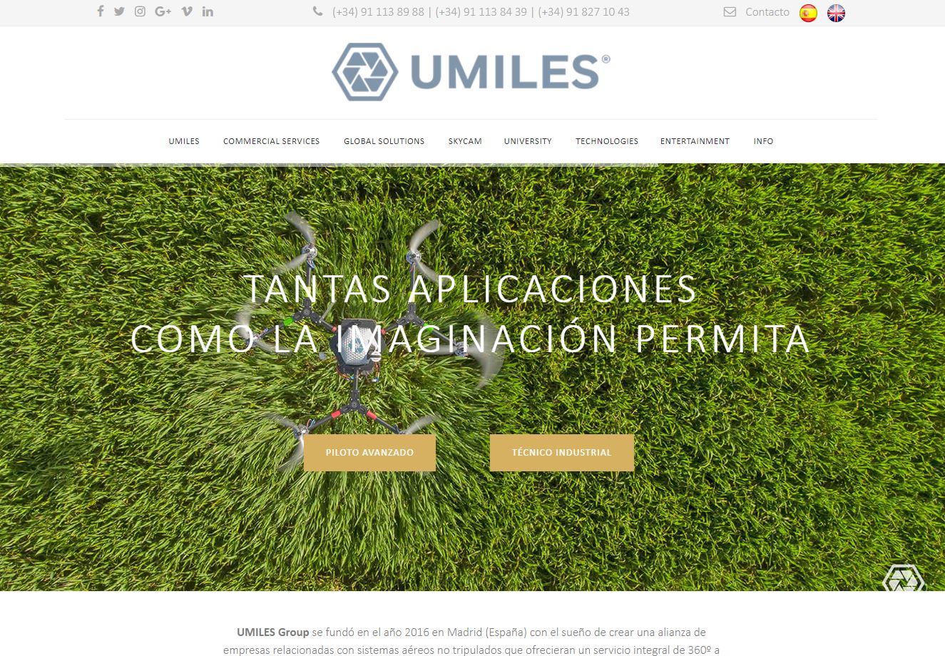 Diseño y desarrollo web en Unmanned Miles Group
